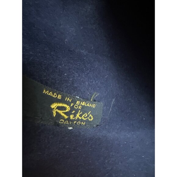 Vintage Rikes Navy Blue Wide Brim Felt Hat With Ribbon Accent England Made - Picture 6 of 7